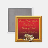 Glamour Gold Frame & Imitate Bow 21 Magnet (Vorderseite/Rückseite)