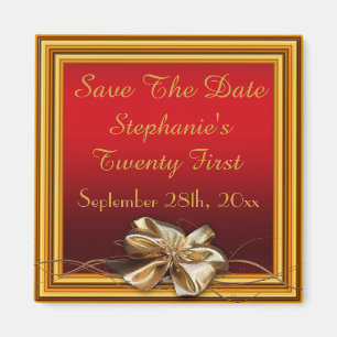 Glamour Gold Frame & Imitate Bow 21 Magnet