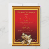 Glamour Gold Frame & Imitate Bow 75. Geburtstag Einladung (Rückseite)