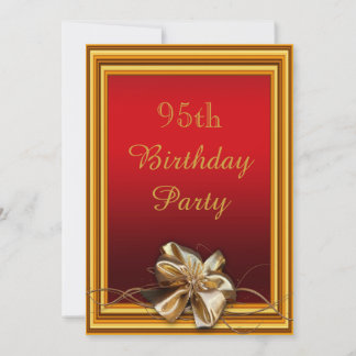 Glamour Gold Frame & Imitate Bow 95. Geburtstag Einladung