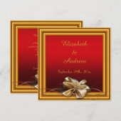 Glamour Gold Frame & Imitats Bow Hochzeit Einladung (Vorne/Hinten)