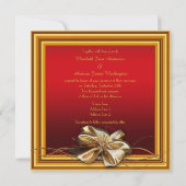 Glamour Gold Frame & Imitats Bow Hochzeit Einladung (Rückseite)