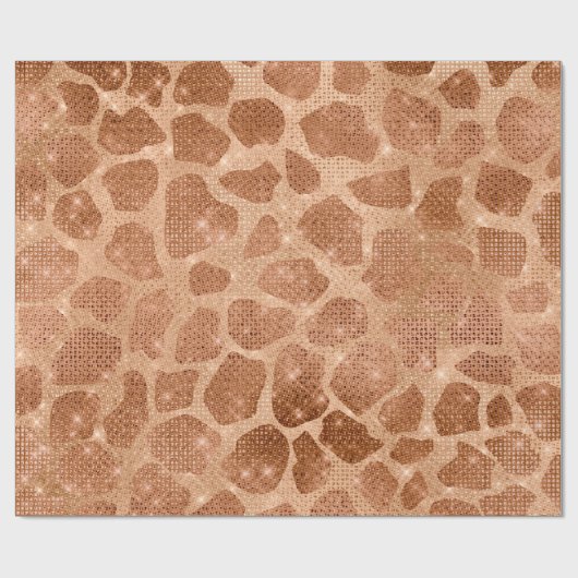 Glamour Gold Funkelnd Glitzer Sequins Giraffe Geschenkpapier (Flach)