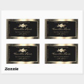 Glamour Gold Glitzer Floral Black Product Labels Rechteckiger Aufkleber (Blatt)