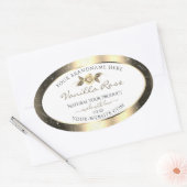 Glamour Gold Glitzer Floral White Product Labels Ovaler Aufkleber (Umschlag)