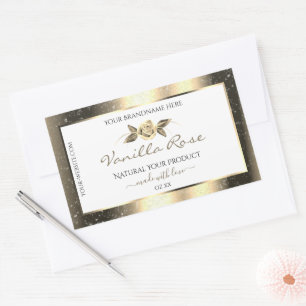 Glamour Gold Glitzer Floral White Product Labels Rechteckiger Aufkleber