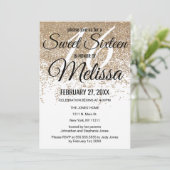 Glamour Gold Glitzer Glitzern White Sweet 16 Einladung (Stehend Vorderseite)