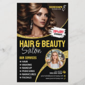 Glamour Gold Glitzer Haar Stylist Beauty Salon Flyer (Vorne)