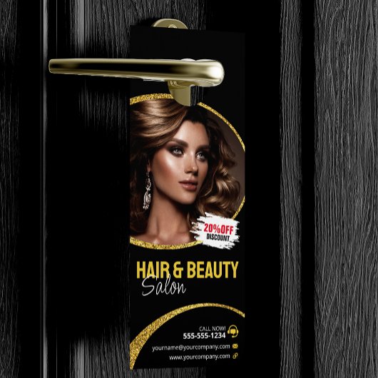 Glamour Gold Glitzer Haar Stylist Beauty Salon Türanhänger