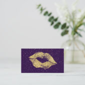 Glamour Gold Glitzer Kiss Leather Visitenkarte (Stehend Vorderseite)