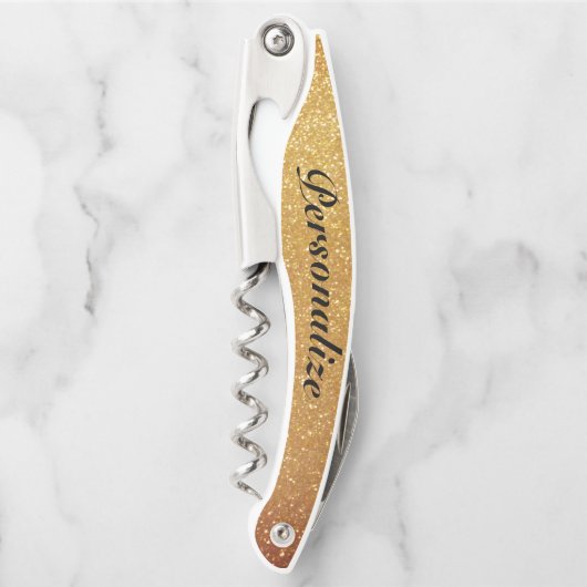 Glamour Gold Glitzer kundenspezifische Korkenschra Kellnermesser (Vorderseite)