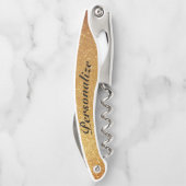 Glamour Gold Glitzer kundenspezifische Korkenschra Kellnermesser (Rückseite)
