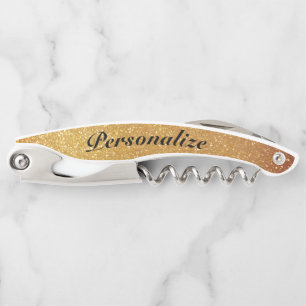 Glamour Gold Glitzer kundenspezifische Korkenschra Kellnermesser