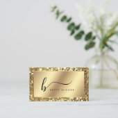 Glamour Gold Glitzer Luxus Script Monogram Visitenkarte (Stehend Vorderseite)