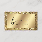 Glamour Gold Glitzer Luxus Script Monogram Visitenkarte (Vorderseite)