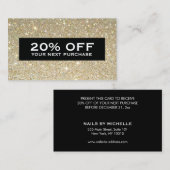 Glamour Gold Glitzer Modern Beauty Coupon Card (Vorne/Hinten)