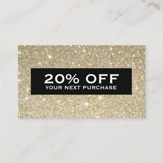 Glamour Gold Glitzer Modern Beauty Coupon Card (Vorderseite)