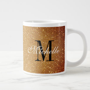 Glamour Gold Glitzer Monogramm extra groß Jumbo-Tasse