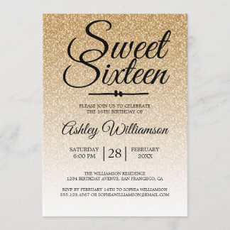 Glamour Gold Glitzer Ombre Sweet 16 Geburtstag Einladung