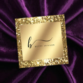 Glamour Gold Glitzer Script Monogram Quadratische Visitenkarte