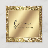 Glamour Gold Glitzer Script Monogram Quadratische Visitenkarte (Vorderseite)