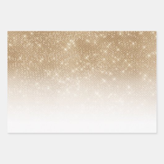 Glamour Gold Glitzer Sequin Ombre Gradient Geschenkpapier Set (Vorderseite 3)