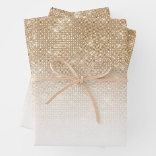 Glamour Gold Glitzer Sequin Ombre Gradient Geschenkpapier Set (Beispiel)