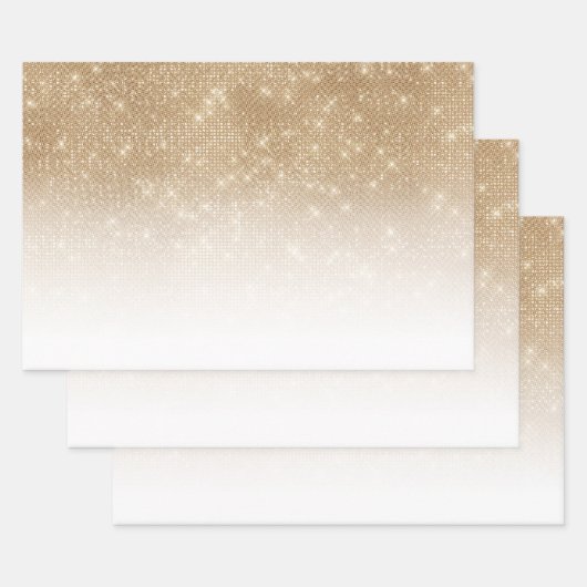 Glamour Gold Glitzer Sequin Ombre Gradient Geschenkpapier Set (Set)