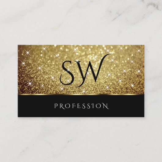 Glamour Gold Glitzer Sparkastensteine Monogramm Sc Visitenkarte (Vorderseite)