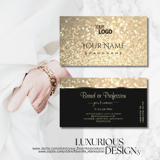 Glamour Gold Glitzer Stars Logo und Öffnungszeit Visitenkarte