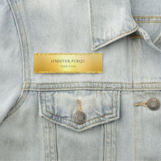 Glamour Gold Glitzer Trendy Elegantes Template Namensschild (Beispiel)