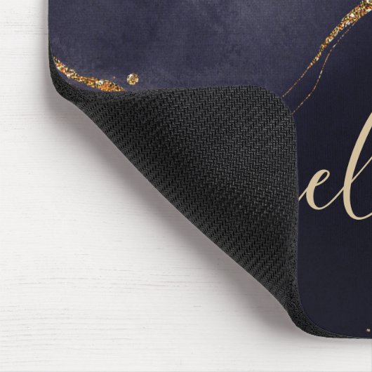 Glamour Gold Glitzer Tropfen Dark Ink Script Name Mousepad (Ecke)