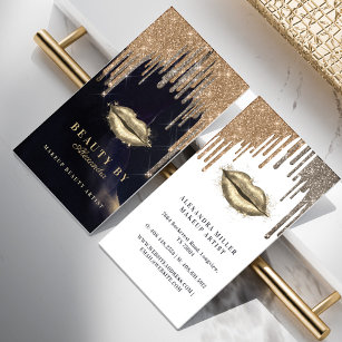 Glamour Gold Glitzer Tropfen Navy & Gold Glam Lipp Visitenkarte