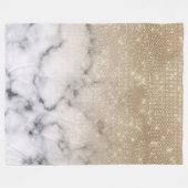Glamour Gold Glitzer White Marble Ombre Fleecedecke (Vorderseite (Horizontal))