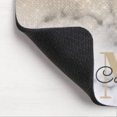 Glamour Gold Glitzer White Marble Ombre Monogram Mousepad (Ecke)