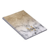 Glamour Gold Glitzer White Marble Ombre Monogram Notizblock (Rechte Seite)