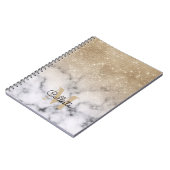 Glamour Gold Glitzer White Marble Ombre Monogram Notizblock (Linke Seite)