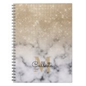 Glamour Gold Glitzer White Marble Ombre Monogram Notizblock (Vorderseite)