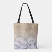 Glamour Gold Glitzer White Marble Ombre Monogram Tasche (Rückseite)