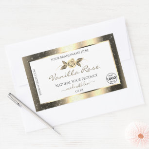 Glamour Gold Glitzer White Product Labels Logo Rechteckiger Aufkleber