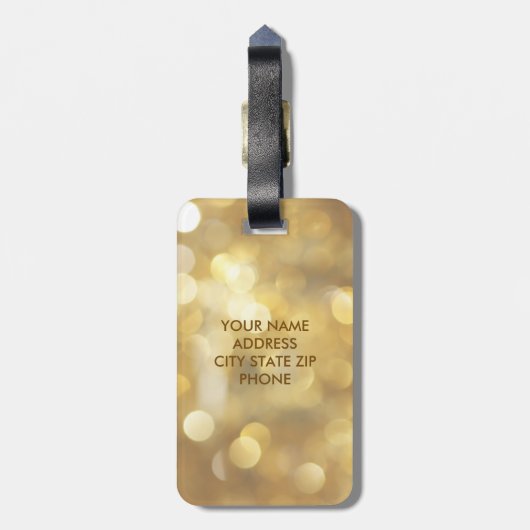 Glamour Gold Glitzern Monogram Gepäcktag Gepäckanhänger (Rückseite vertikal)