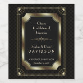 Glamour Gold Great Gatsby Black Art Deco Hochzeit Weinetikett (Einzelnes Label)
