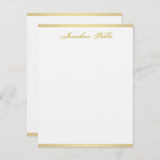 Glamour Gold Handwriting Script Simple Template Mitteilungskarte (Vorne/Hinten)