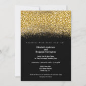 Glamour Gold Jeweled Glitter Wedding Einladung (Vorderseite)