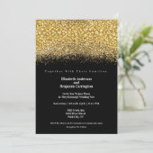 Glamour Gold Jeweled Glitter Wedding Einladung (Stehend Vorderseite)