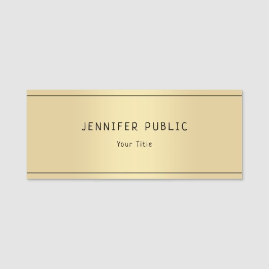 Glamour Gold Look Moderne elegante Vorlage Trendy Namensschild (Vorderseite)