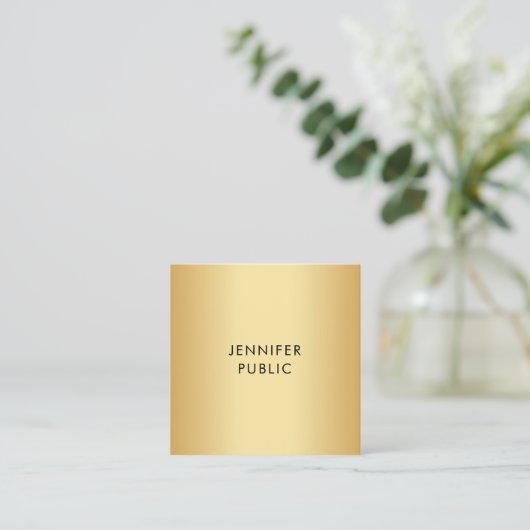 Glamour Gold Look Moderne Minimalistische Vorlage Quadratische Visitenkarte (Stehend Vorderseite)