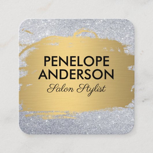 Glamour Gold Metallic Brushed Glitzer Quadratische Visitenkarte (Vorderseite)