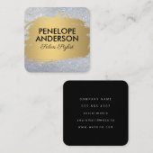 Glamour Gold Metallic Brushed Glitzer Quadratische Visitenkarte (Vorne/Hinten)
