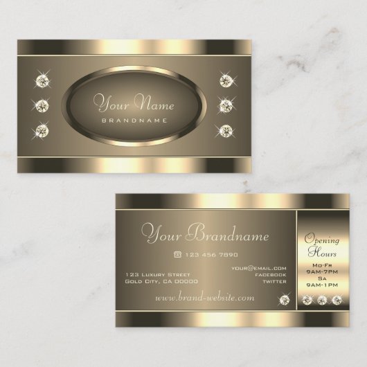 Glamour Gold mit leuchtend glänzenden Diamanten Visitenkarte (Vorne/Hinten)